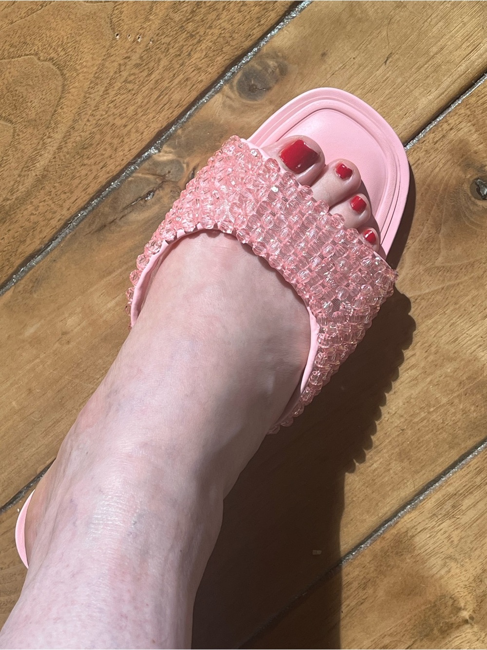 Gianni Bini Pink Pastel Beaded Slide Sandals - Picture 9 of 11
